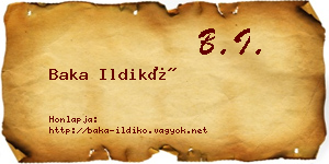 Baka Ildikó névjegykártya